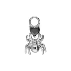 Chirurgenstahl Anhänger für Clicker SPINNE + KRISTALLHERZ
