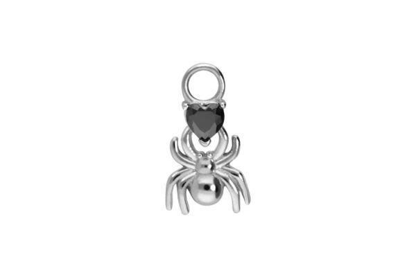 Chirurgenstahl Anhänger für Clicker SPINNE + KRISTALLHERZ