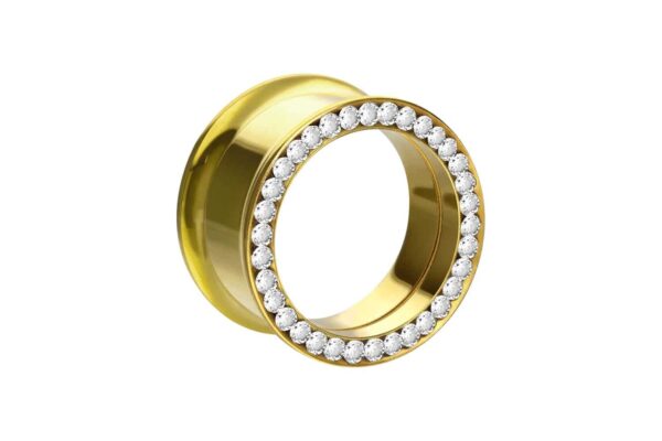 Chirurgenstahl Double Flared Tunnel KRISTALLRAND ++SALE++