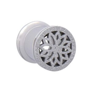 Chirurgenstahl Double Flared Tunnel MANDALA + DIAMANTOPTIK ++SALE++