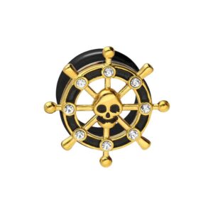 Chirurgenstahl Double Flared Tunnel STEUERRAD + TOTENKOPF ++SALE++