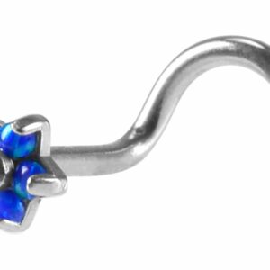 Chirurgenstahl Nasenstecker Spirale BLUME MIT 5 SYNTHETISCHEN OPALEN++SALE++