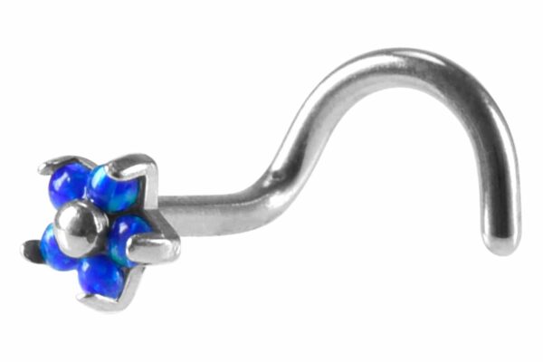 Chirurgenstahl Nasenstecker Spirale BLUME MIT 5 SYNTHETISCHEN OPALEN++SALE++