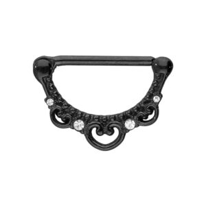 Chirurgenstahl Nippelpiercing Clicker HERZEN + KRISTALLE ++SALE++