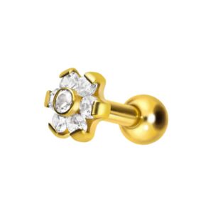Chirurgenstahl Ohrpiercing BLUME MIT 7 KRISTALLEN