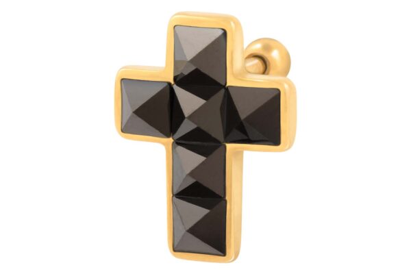 Chirurgenstahl Ohrpiercing KREUZ + 6 KRISTALLE ++SALE++