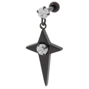 Chirurgenstahl Ohrpiercing KREUZ MIT KRISTALL ++SALE++