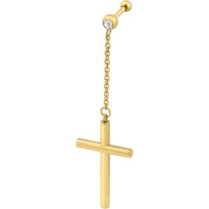 Chirurgenstahl Ohrpiercing Kette RUNDES KURZES KREUZ ++SALE++