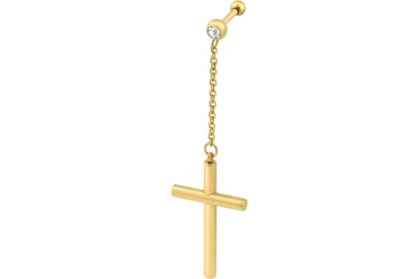 Chirurgenstahl Ohrpiercing Kette RUNDES KURZES KREUZ ++SALE++