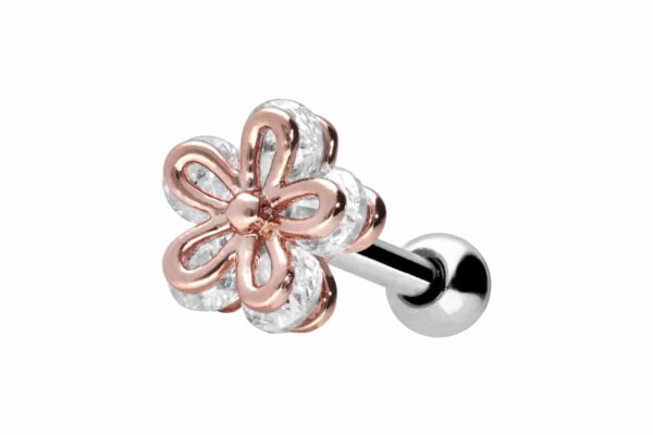 Chirurgenstahl Ohrpiercing mit Brass-Design BLUME + KRISTALL ++SALE++