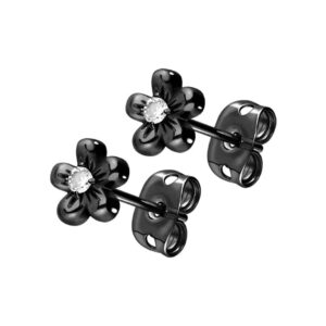 Chirurgenstahl Ohrstecker BLUME + KRISTALL