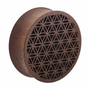 Holz Double Flared Plug BLUME DES LEBENS ++SALE++