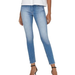 Only Damen Jeans ONLBLUSH LIFE MID SK ANK RAW REA155 - Skinny Fit - Blau - Light Medium Blue Denim