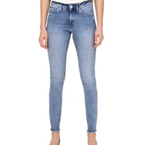 Only Damen Jeans ONLBLUSH MID SK ANK RAW DNM REA694 - Skinny Fit - Blau - Medium Blue Denim