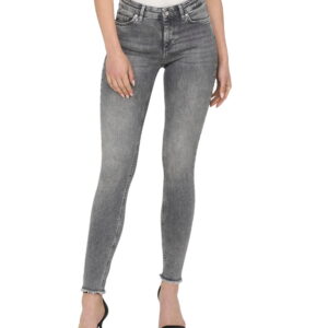 Only Damen Jeans ONLBLUSH MID SK ANK RAW JNS REA0918 - Skinny Fit - Grau - Grey Denim