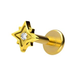 Titan Labret mit Innengewinde STERN + KRISTALL