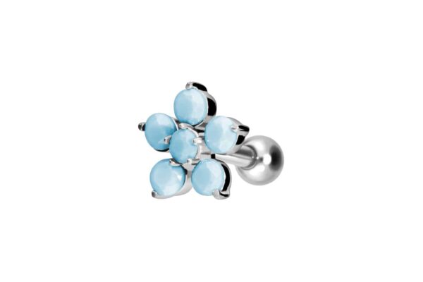 Titan Ohrpiercing mit Innengewinde BLUME + SYNTHETISCHE TÜRKISE