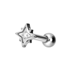 Titan Ohrpiercing mit Innengewinde STERN + KRISTALL