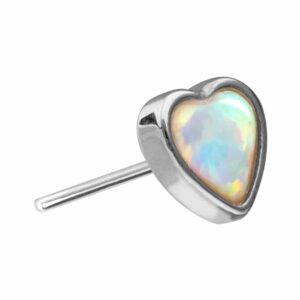 14 Karat Gold Aufsatz mit Titan Push Pin HERZ SYNTHETISCHER OPAL