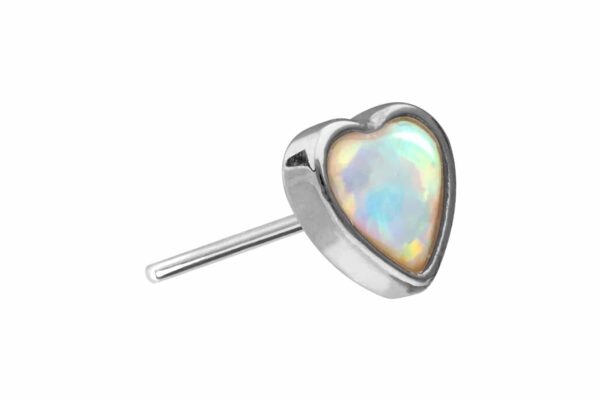 14 Karat Gold Aufsatz mit Titan Push Pin HERZ SYNTHETISCHER OPAL