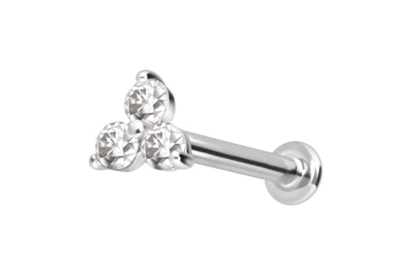 14 Karat Gold Labret mit Innengewinde MOISSANIT-BLUME