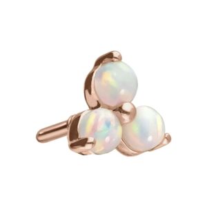 14 Karat Gold Schraubaufsatz mit Außengewinde BLUME + 3 SYNTHETISCHE OPALE