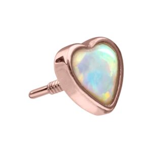 14 Karat Gold Schraubaufsatz mit Außengewinde HERZ SYNTHETISCHER OPAL