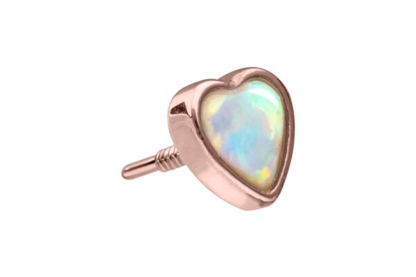 14 Karat Gold Schraubaufsatz mit Außengewinde HERZ SYNTHETISCHER OPAL