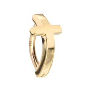 14/18 Karat Gold Bauchnabelclicker BOGEN + KREUZ