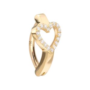 14/18 Karat Gold Bauchnabelclicker BOGEN + MOISSANIT-HERZ