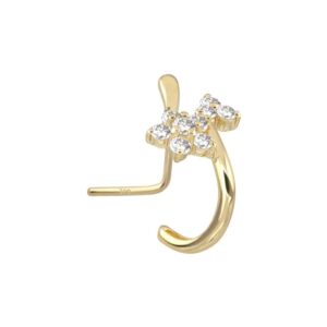 14/18 Karat Gold Nasenstecker MOISSANIT-BLUME