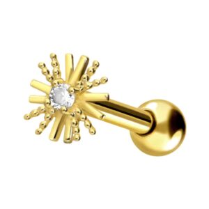 18 Karat Gold Ohrpiercing BLUME + KRISTALL