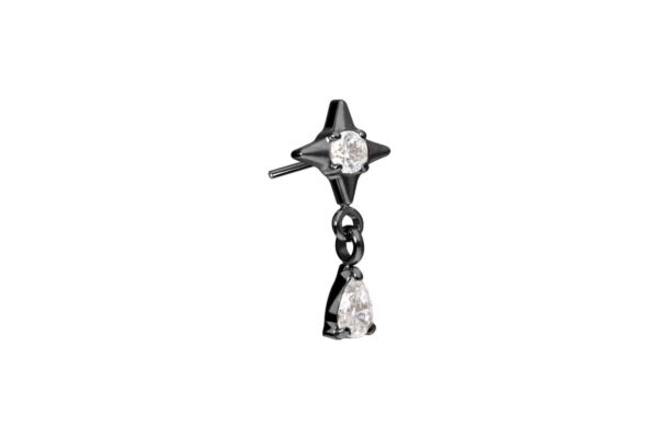 Titan Aufsatz mit Push Pin STERN + KRISTALLTROPFEN