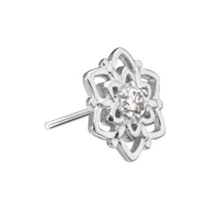 14 Karat Gold Aufsatz mit Titan Push Pin MOISSANIT + BLUME
