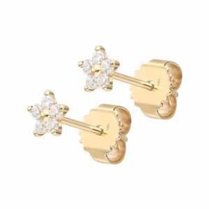 14 Karat Gold Ohrstecker MOISSANIT-BLUME
