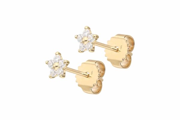 14 Karat Gold Ohrstecker MOISSANIT-BLUME