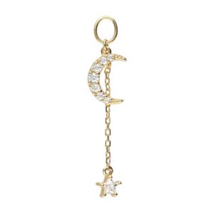 18 Karat Gold Anhänger für Clicker MOISSANIT-MOND + MOISSANIT-STERN