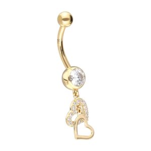 18 Karat Gold Bananabell MOISSANITE + 2 HERZEN