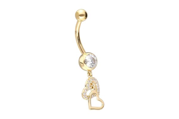 18 Karat Gold Bananabell MOISSANITE + 2 HERZEN