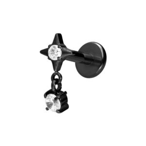 Titan Labret mit Innengewinde STERN + KRISTALL