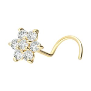 18 Karat Gold Nasenstecker Spirale DIAMANT-BLUME