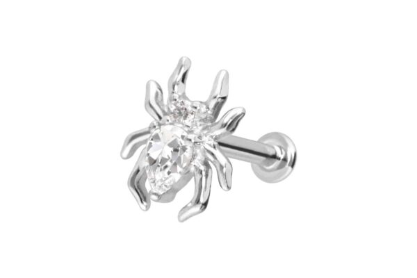 14 Karat Gold Labret mit Innengewinde MOISSANIT-SPINNE