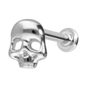14 Karat Gold Labret mit Innengewinde TOTENKOPF