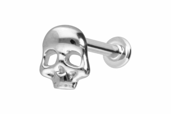 14 Karat Gold Labret mit Innengewinde TOTENKOPF