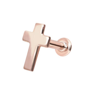 14 Karat Gold Labret mit Innengewinde KREUZ