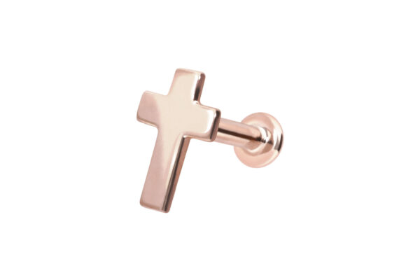 14 Karat Gold Labret mit Innengewinde KREUZ