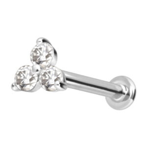 14 Karat Gold Labret mit Innengewinde MOISSANIT-BLUME