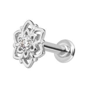 14 Karat Gold Labret mit Innengewinde MOISSANIT + BLUME