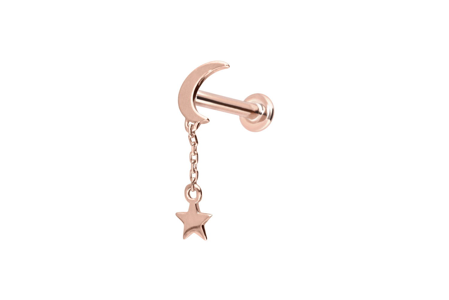 14 Karat Gold Labret mit Innengewinde MOND + STERN