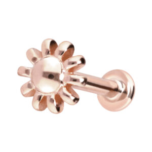 14 Karat Gold Labret mit Push Fit BLUME